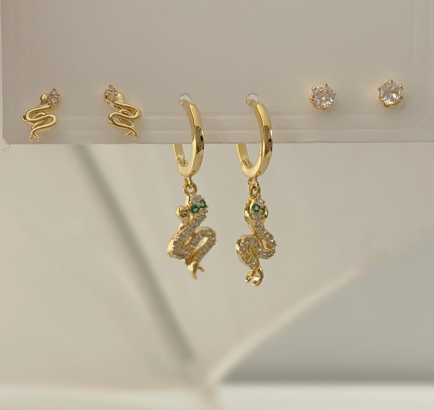 Enchanted serpent stack earrings