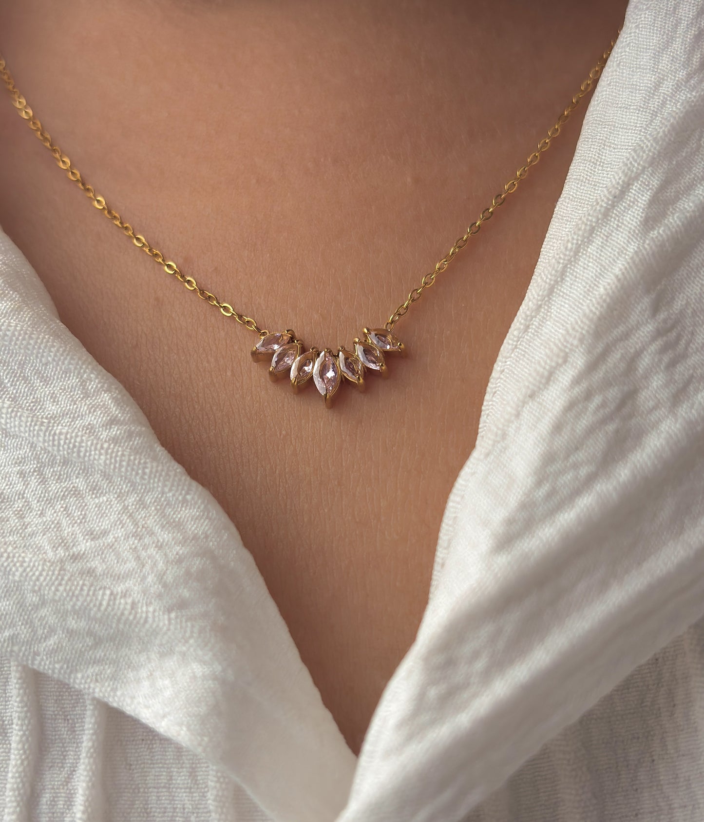 Rose petal drop necklace