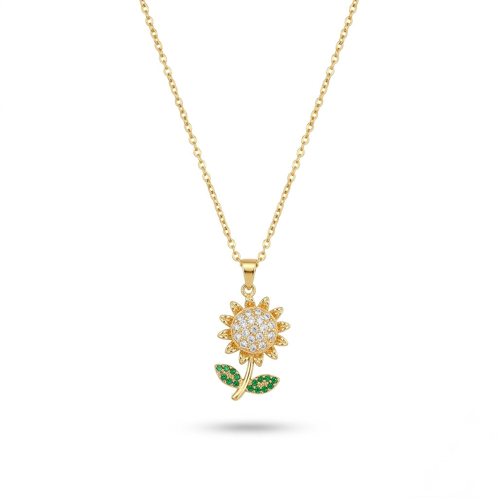 Rotating sunflower necklace