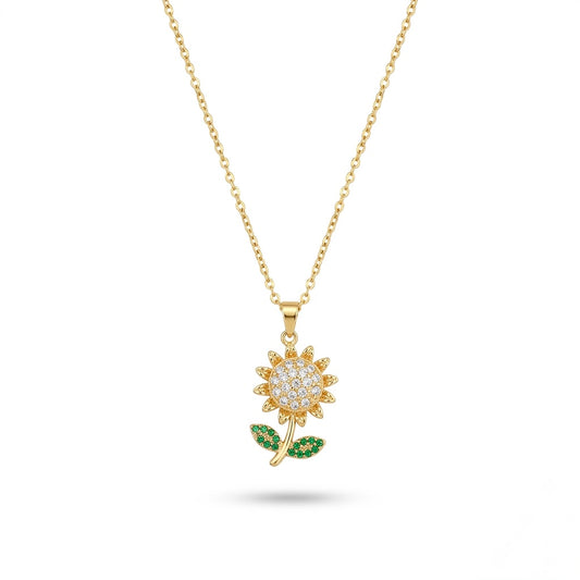 Rotating sunflower necklace