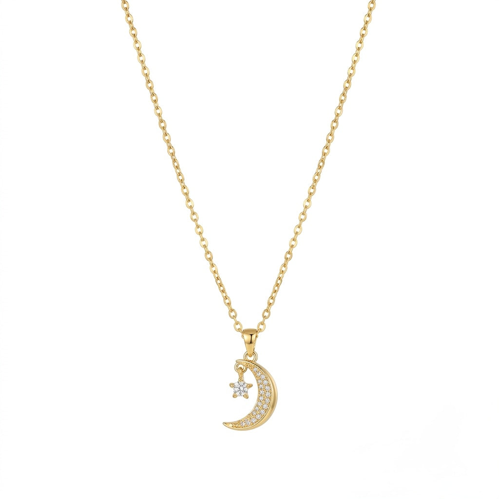 Moon and star necklace
