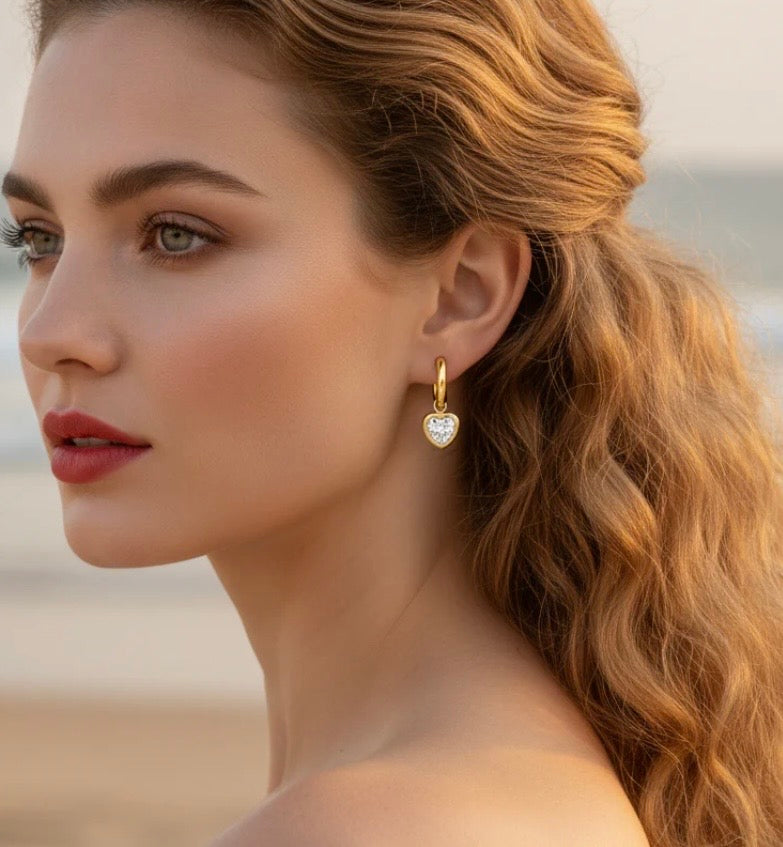 Heart huggies earrings