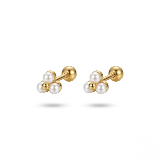 Pearl mini ball back earrings