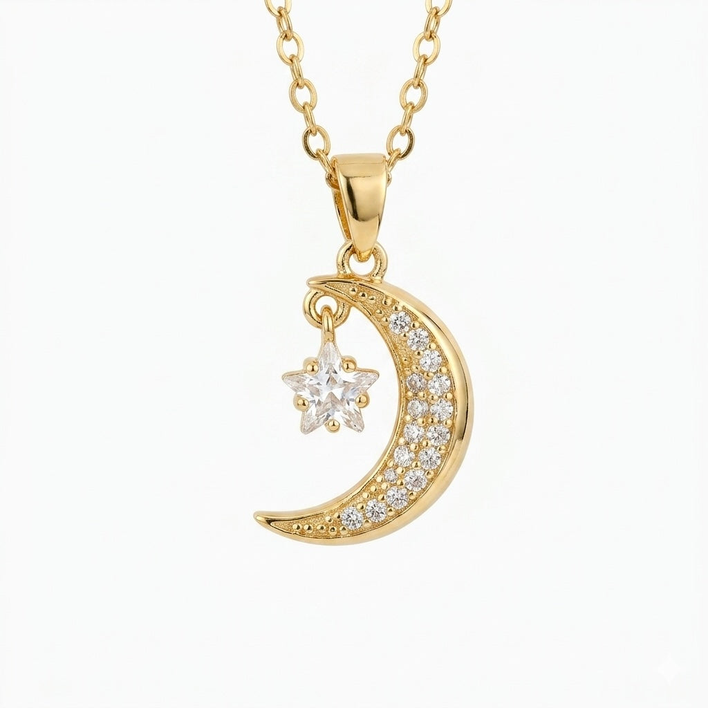 Moon and star necklace