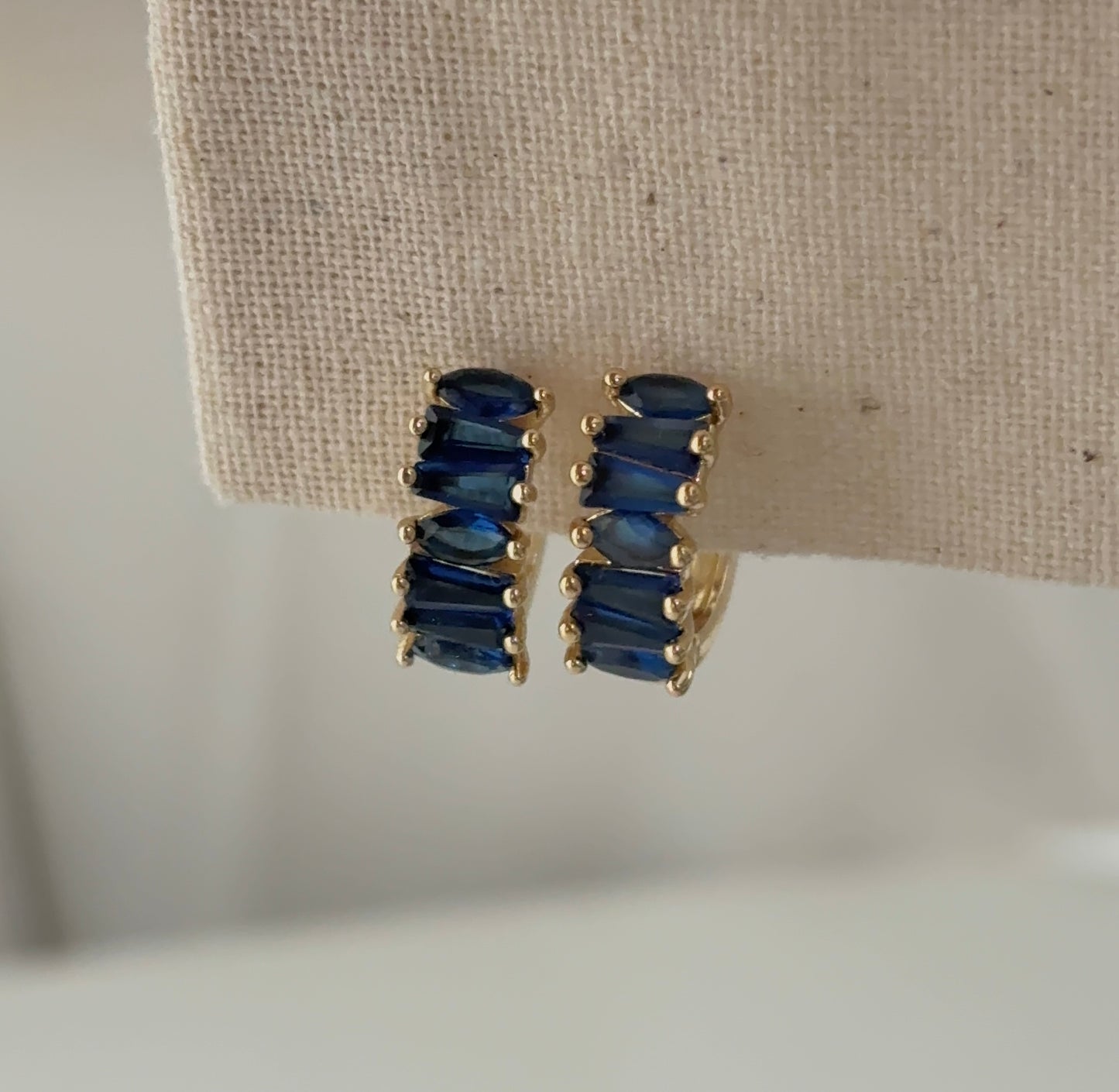 Blue dainty Huggies earrings