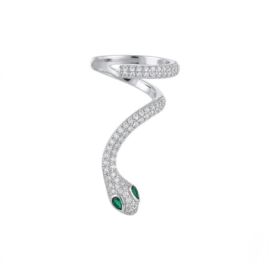 Serpentine shiny silver earcuff & earring
