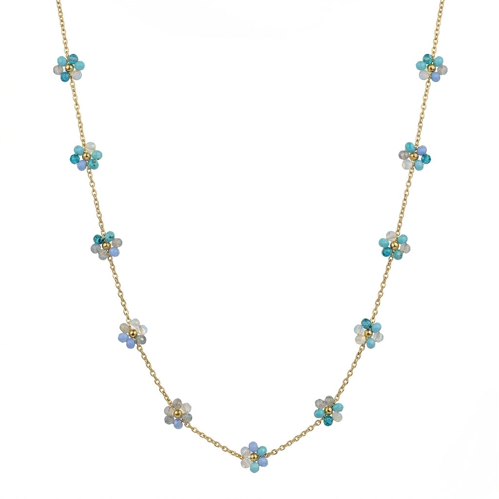 Blue flowers necklace