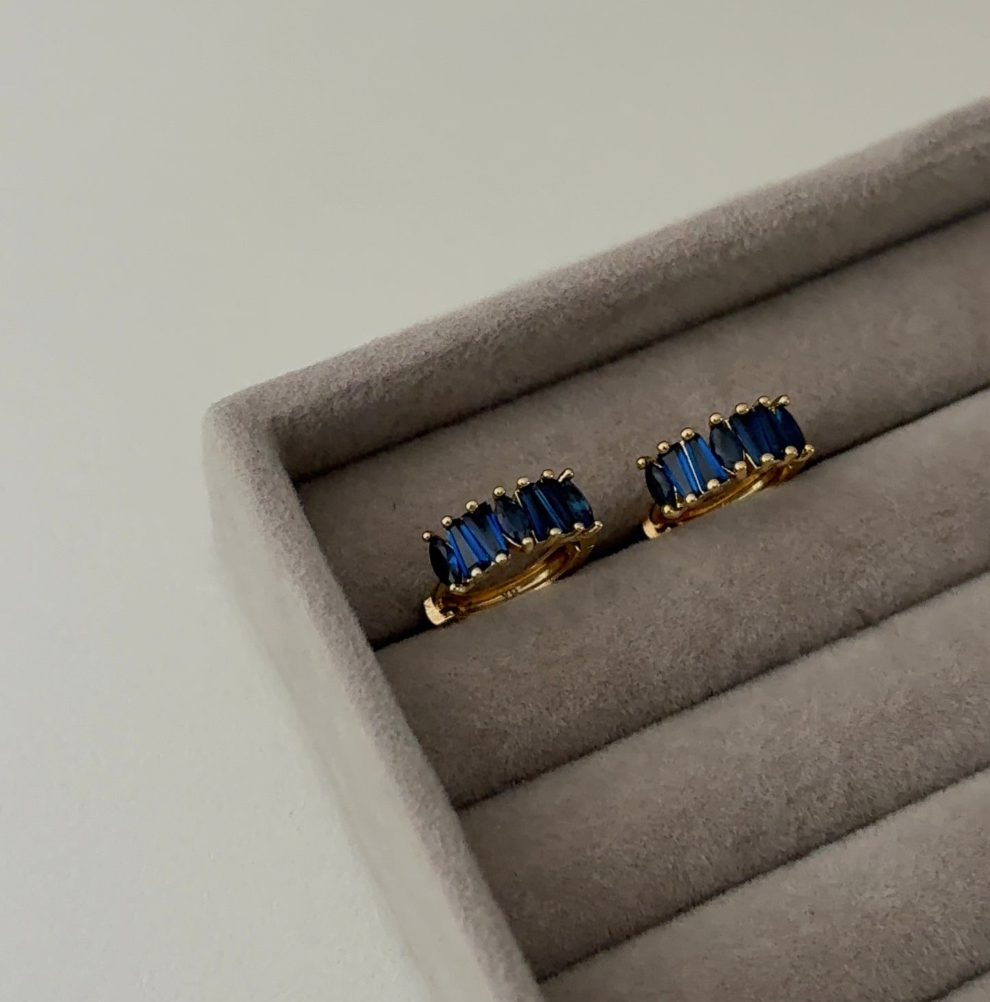 Blue dainty Huggies earrings