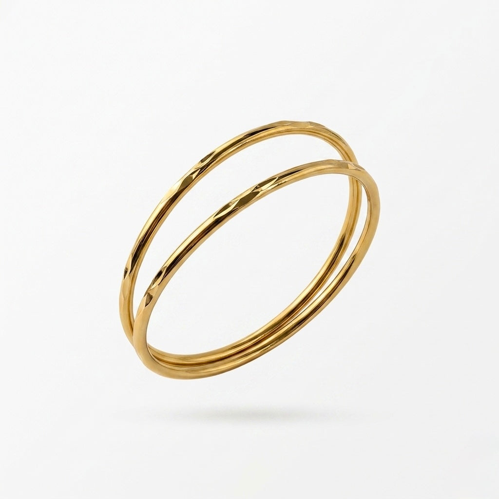 Diamond-Cut minimal bangles set of two bangles