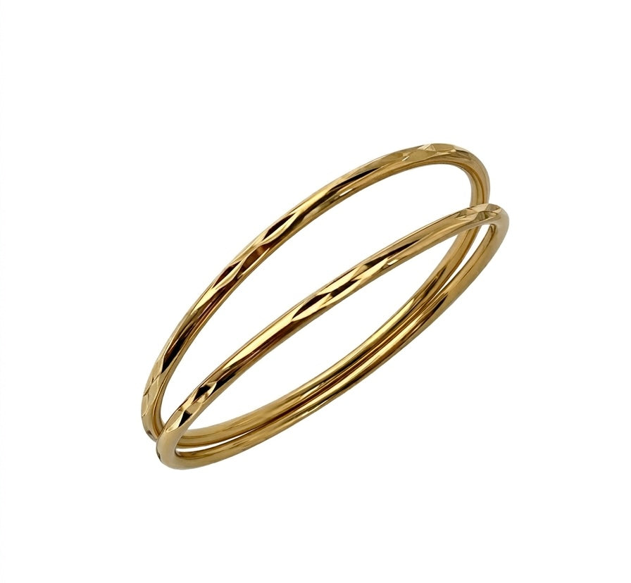 Diamond-Cut minimal bangles set of two bangles
