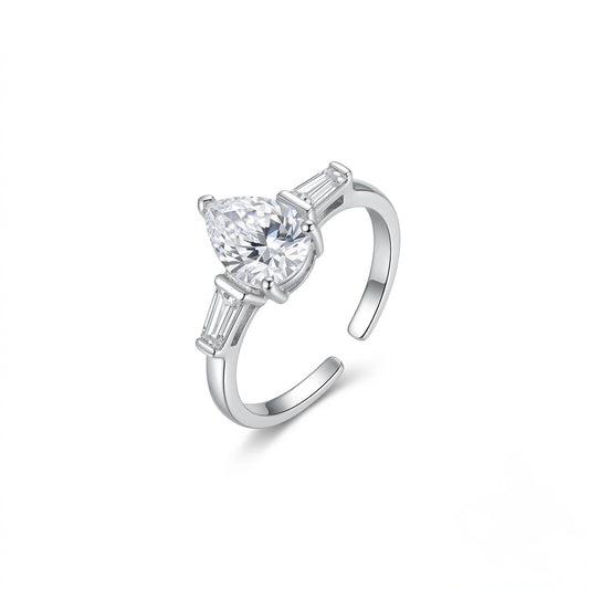Tear solitaire ring