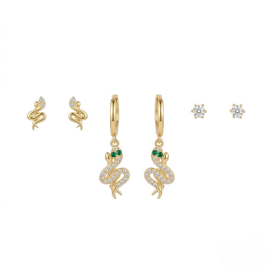 Enchanted serpent stack earrings