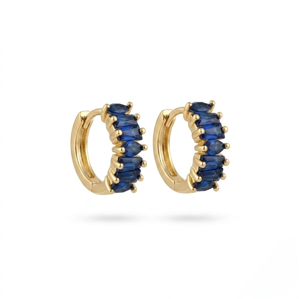 Blue dainty Huggies earrings