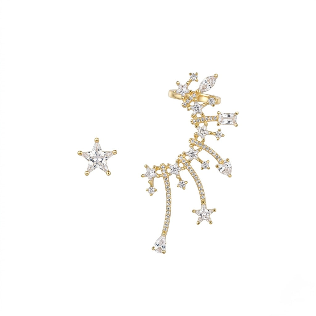 Star studded earcuff with earring