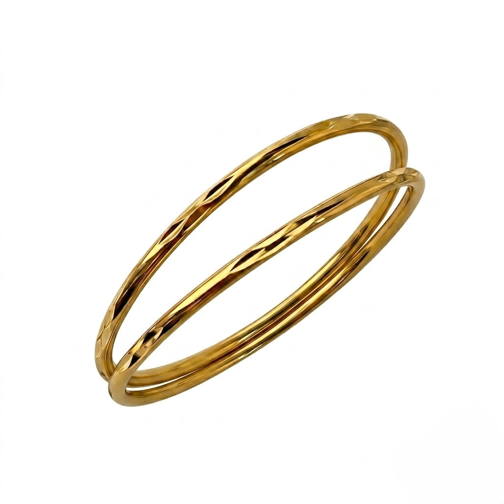 Diamond-Cut minimal bangles set of two bangles