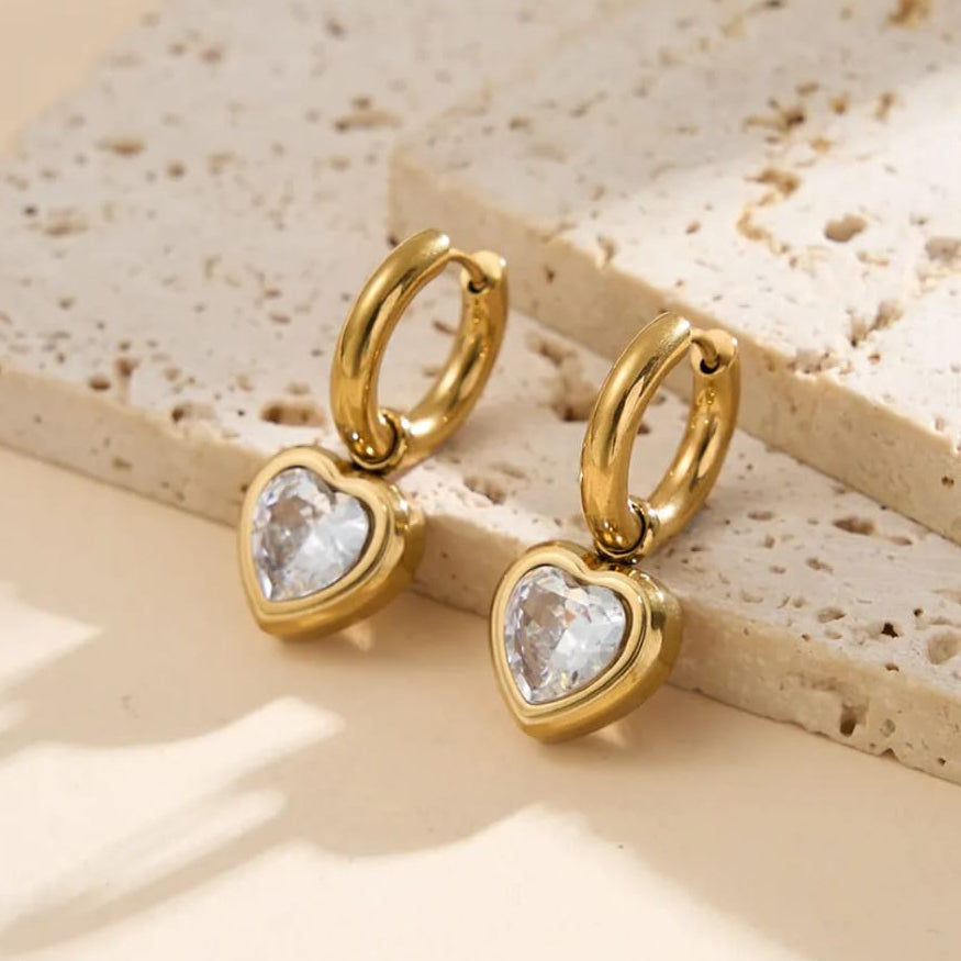 Heart huggies earrings