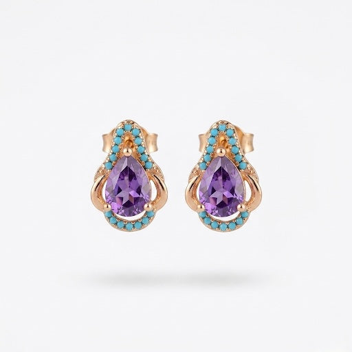 Purple teardrop studs