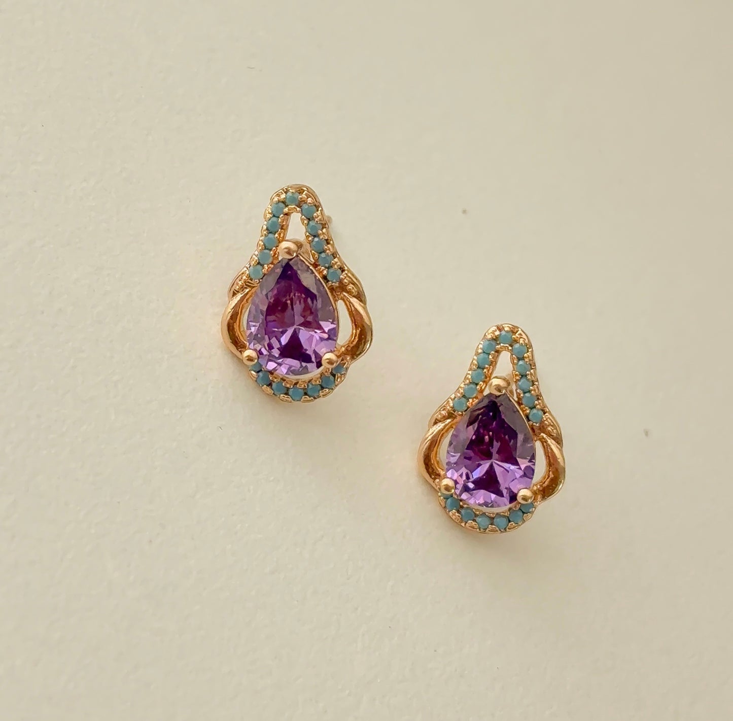 Purple teardrop studs