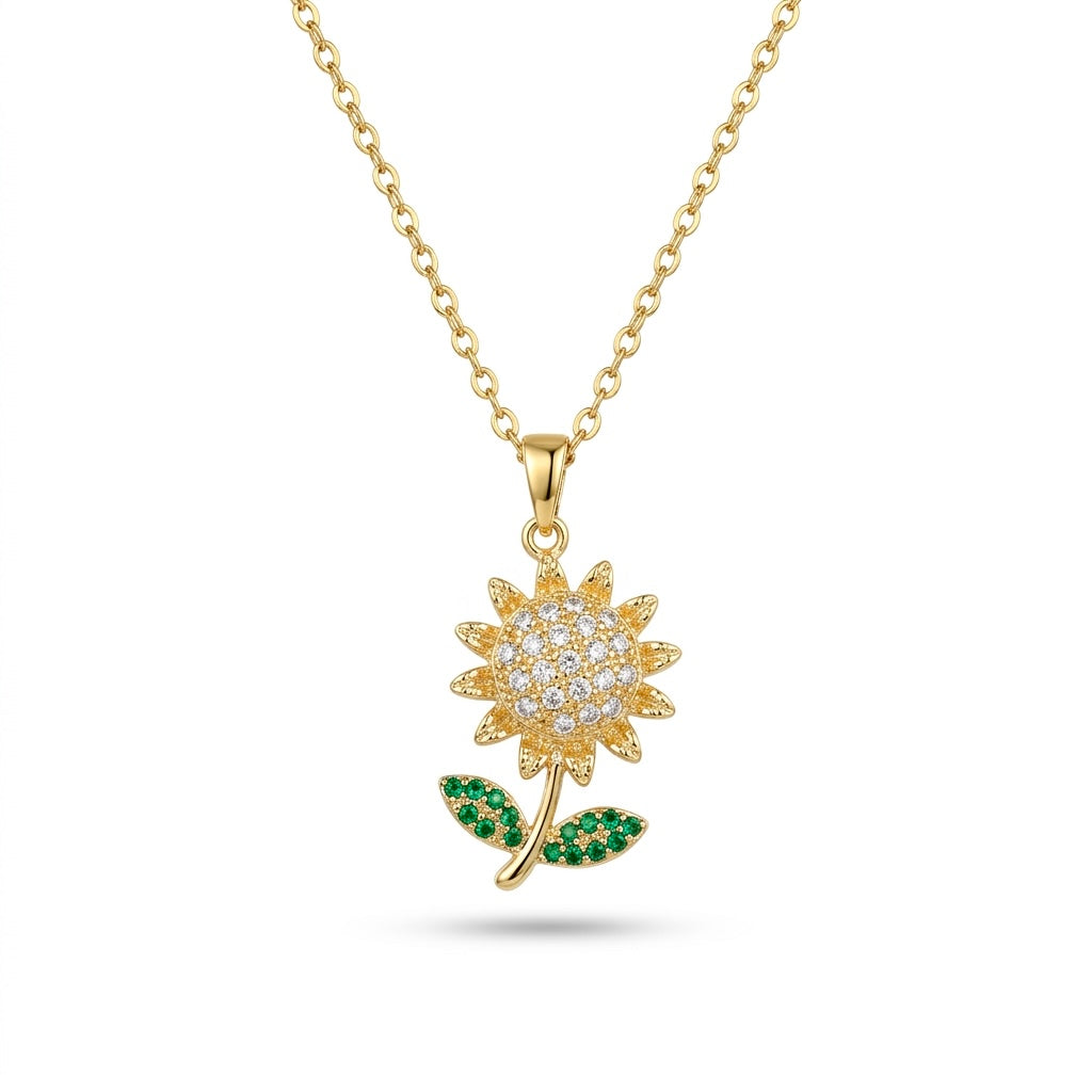 Rotating sunflower necklace