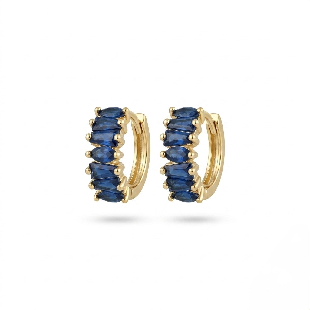 Blue dainty Huggies earrings